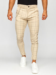 Men's Checkered Chinos Beige Bolf 0060