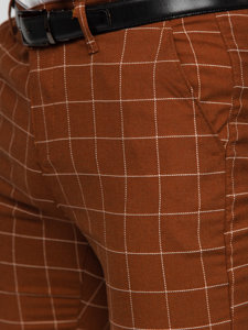 Men's Checkered Chinos Brown Bolf 0047