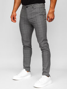 Men's Checkered Chinos Graphite-Black Bolf 0032