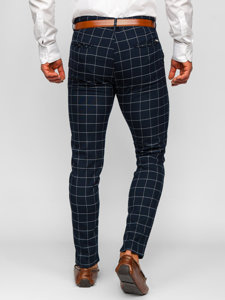 Men's Checkered Chinos Navy Blue Bolf 0047