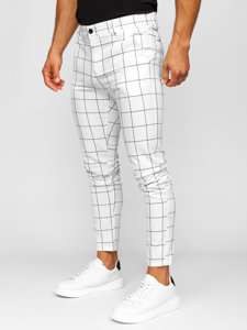 Men's Checkered Chinos White Bolf 0037