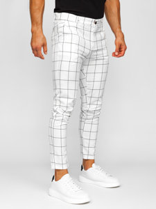 Men's Checkered Chinos White Bolf 0037