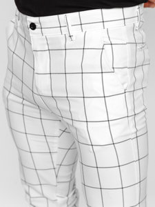 Men's Checkered Chinos White Bolf 0037