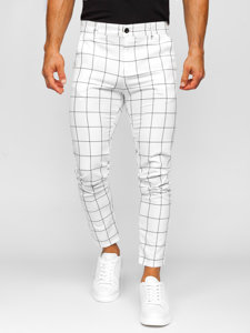 Men's Checkered Chinos White Bolf 0037