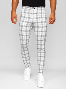 Men's Checkered Chinos White Bolf 0054