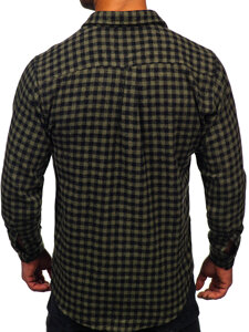 Men's Checkered Long Sleeve Flannel Shirt Green Bolf 22701