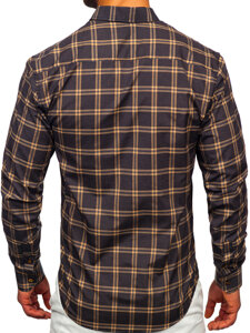 Men's Checkered Long Sleeve Shirt Camel Bolf 22749