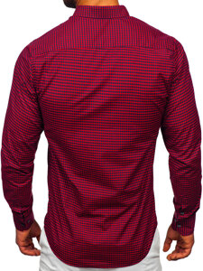 Men's Checkered Long Sleeve Shirt Claret Bolf 22745