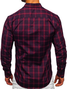 Men's Checkered Long Sleeve Shirt Claret Bolf 22749