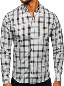 Men's Checkered Long Sleeve Shirt Graphite Bolf 22749