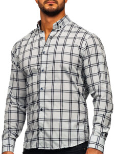 Men's Checkered Long Sleeve Shirt Graphite Bolf 22749