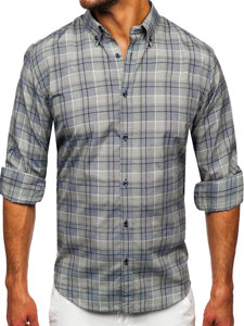 Men's Checkered Long Sleeve Shirt Green Bolf 22748