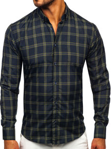 Men's Checkered Long Sleeve Shirt Green Bolf 22749