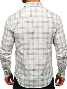 Men's Checkered Long Sleeve Shirt Grey Bolf 22749