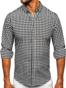 Men's Checkered Long Sleeve Vichy Shirt Black Bolf 22747