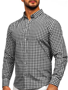 Men's Checkered Long Sleeve Vichy Shirt Black Bolf 22747