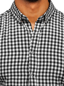 Men's Checkered Long Sleeve Vichy Shirt Black Bolf 22747