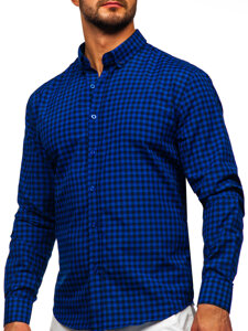 Men's Checkered Long Sleeve Vichy Shirt Cobalt Bolf 22747