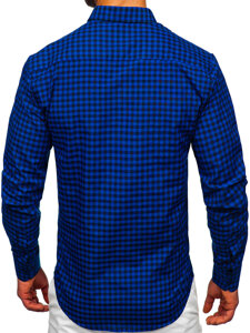 Men's Checkered Long Sleeve Vichy Shirt Cobalt Bolf 22747