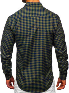 Men's Checkered Long Sleeve Vichy Shirt Green Bolf 22747