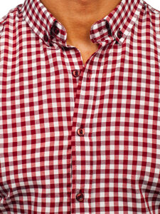 Men's Checkered Long Sleeve Vichy Shirt Red Bolf 22747