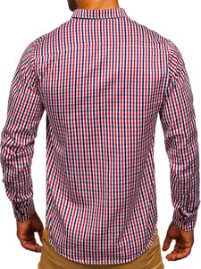 Men's Checkered Long Sleeve Vichy Shirt Red Bolf 4712