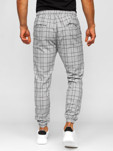 Men's Checkered Textile Joggers Grey Bolf 0068