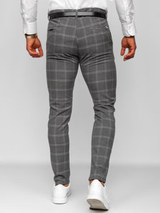 Men's Cotton Checkered Chinos Anthracite Bolf 0036