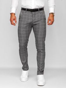 Men's Cotton Checkered Chinos Anthracite Bolf 0044