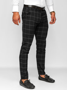 Men's Cotton Checkered Chinos Black Bolf 0036