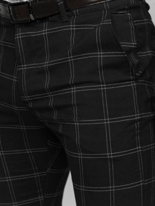 Men's Cotton Checkered Chinos Black Bolf 0036