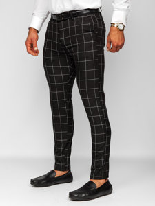 Men's Cotton Checkered Chinos Black Bolf 0040