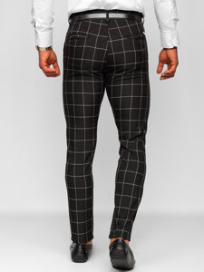 Men's Cotton Checkered Chinos Black Bolf 0040