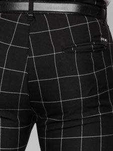 Men's Cotton Checkered Chinos Black Bolf 0040