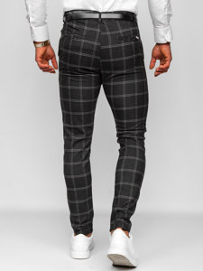 Men's Cotton Checkered Chinos Graphite Bolf 0036