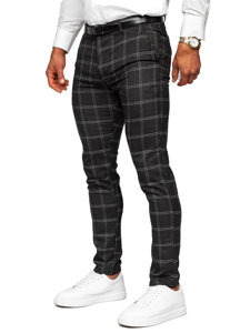 Men's Cotton Checkered Chinos Graphite Bolf 0036