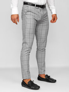 Men's Cotton Checkered Chinos Grey-Black Bolf 0032