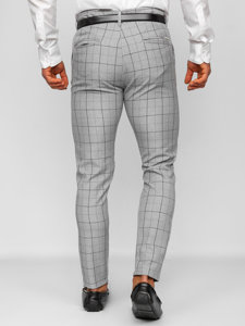 Men's Cotton Checkered Chinos Grey-Black Bolf 0032