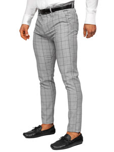 Men's Cotton Checkered Chinos Grey-Black Bolf 0032