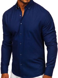 Men's Cotton Long Sleeve Shirt Navy Blue Bolf 20701