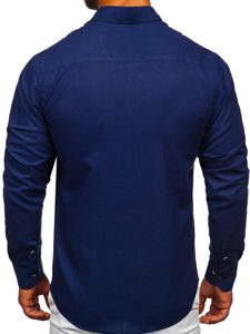 Men's Cotton Long Sleeve Shirt Navy Blue Bolf 20701