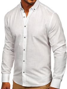 Men's Cotton Long Sleeve Shirt White Bolf 20701