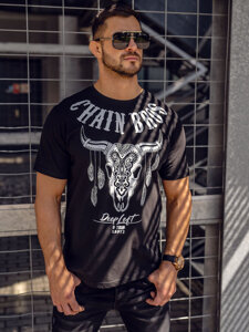 Men's Cotton Printed T-shirt Black Bolf 142174A