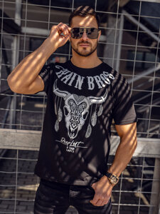 Men's Cotton Printed T-shirt Black Bolf 142174A