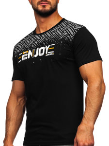 Men's Cotton Printed T-shirt Black Bolf 14720