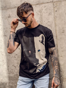 Men's Cotton Printed T-shirt Black Bolf 14800