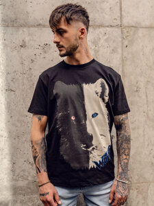 Men's Cotton Printed T-shirt Black Bolf 14800