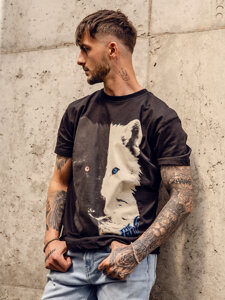 Men's Cotton Printed T-shirt Black Bolf 14800