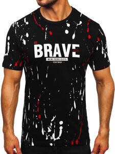 Men's Cotton Printed T-shirt Black-Red Bolf 14727