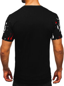 Men's Cotton Printed T-shirt Black-Red Bolf 14727